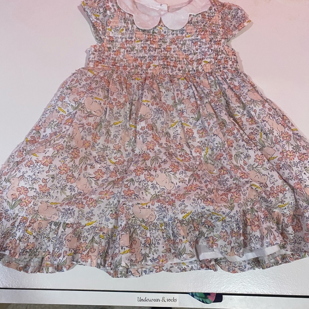 Floral Bunny toddler Easter Dress